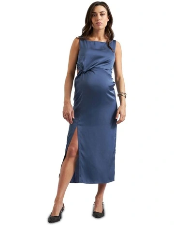 Chantell Side Twist Dress in Washed Indigo