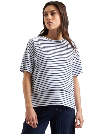 Claudette Nursing Tee in White/Ink