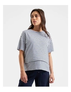 Claudette Nursing Tee in White/Olive