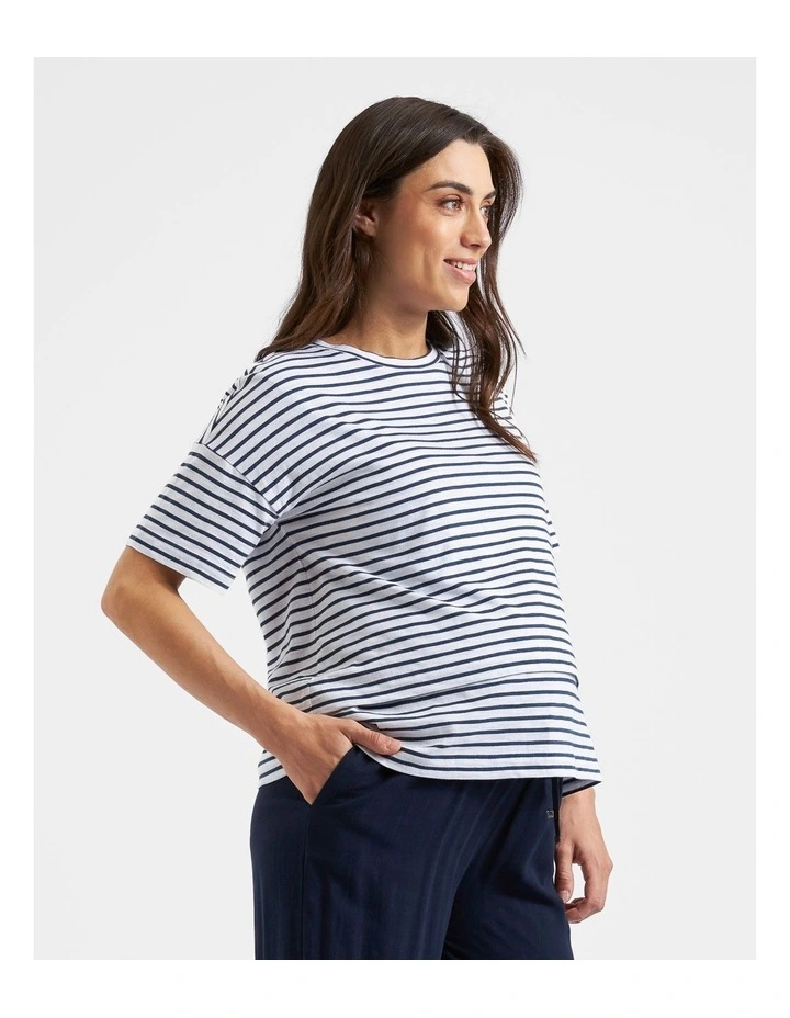 Claudette Nursing Tee in White/Olive image 3