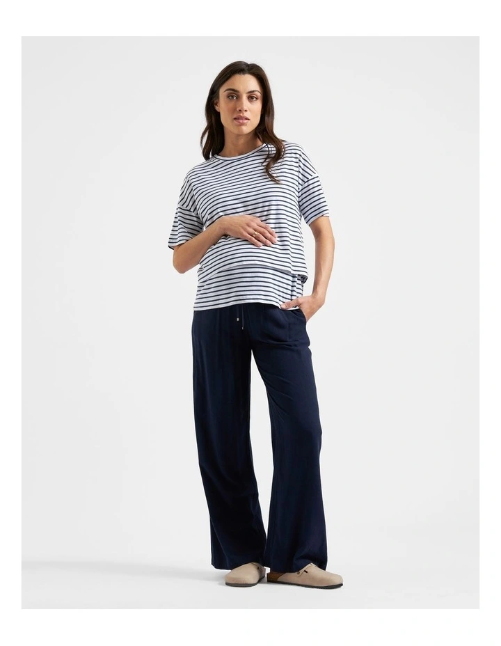 Claudette Nursing Tee in White/Olive image 4