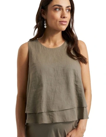 Peyton Linen Nursing Top in Olive