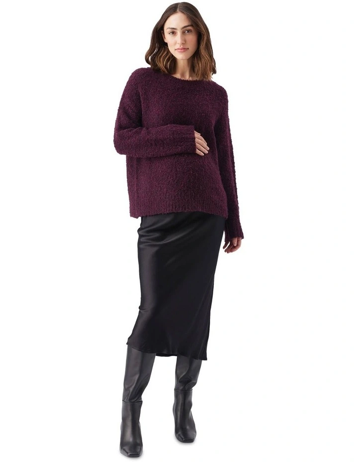 Theo Cosy Knit Jumper in Burgundy image 1