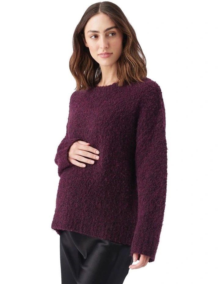 Theo Cosy Knit Jumper in Burgundy image 3