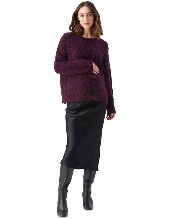 Theo Cosy Knit Jumper in Burgundy image 4