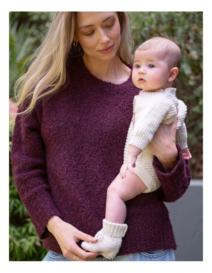 Theo Cosy Knit Jumper in Burgundy image 5