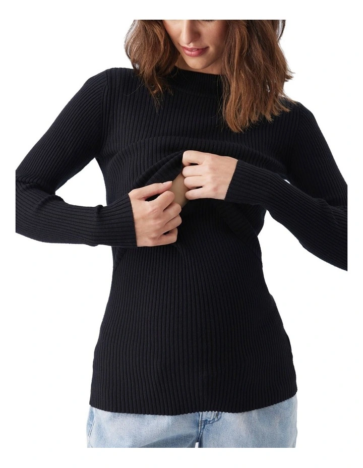 Lift Up Nursing Knit in Black image 3