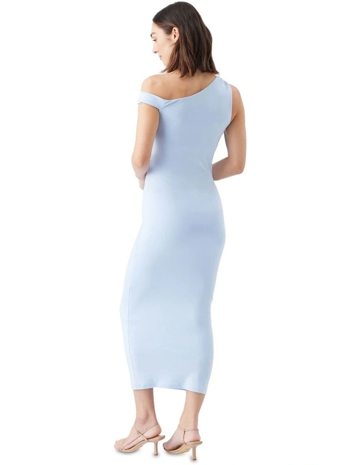 Luxe Knit Off Shoulder Dress in Baby Blue image 2