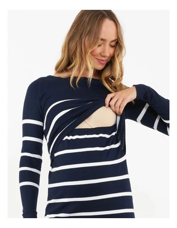 Valerie Up Down Nursing Tunic in Navy Multi