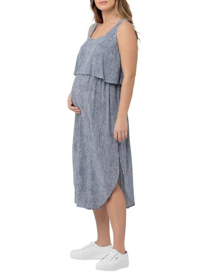 Stella Stripe Nursing Dress in Indigo/White image 3