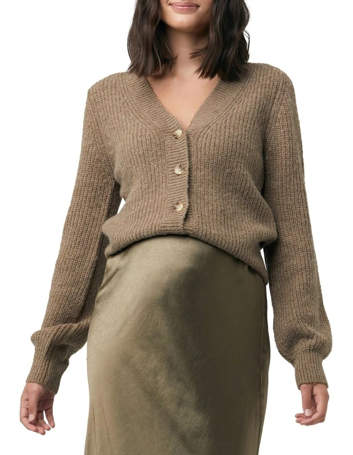 Billie Crop Knit Cardigan Olive image 1