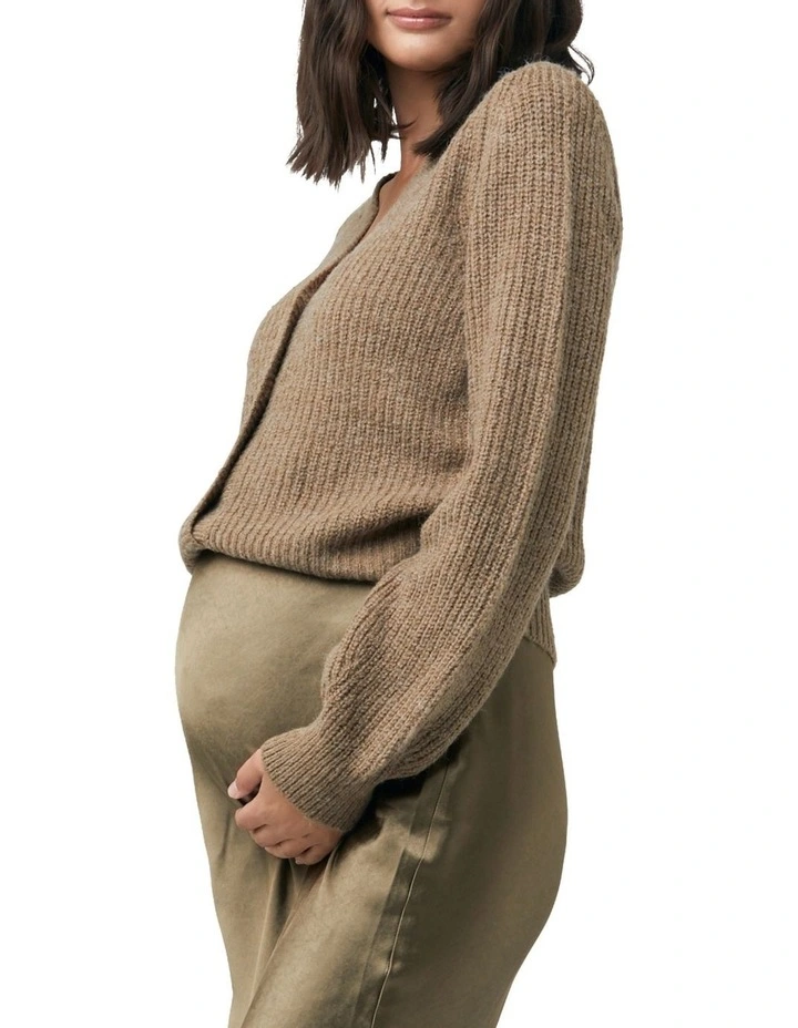 Billie Crop Knit Cardigan Olive image 3