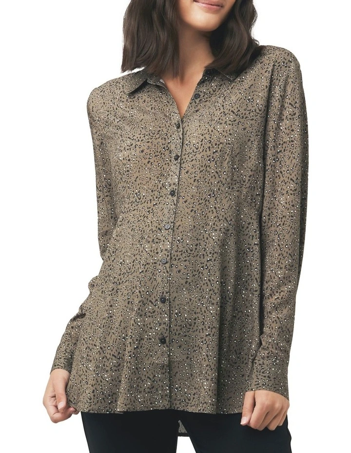 Jenner Peplum Shirt in Olive image 1