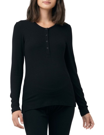 Ripe Rib Button Through Top Black | MYER