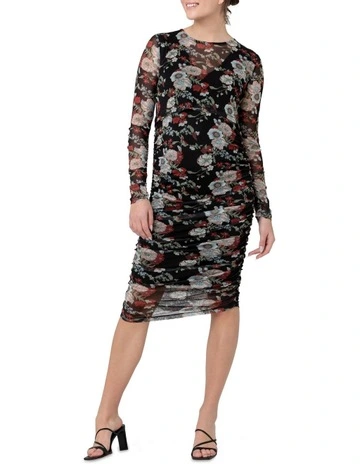 Wild Bloom Nursing Dress in Black