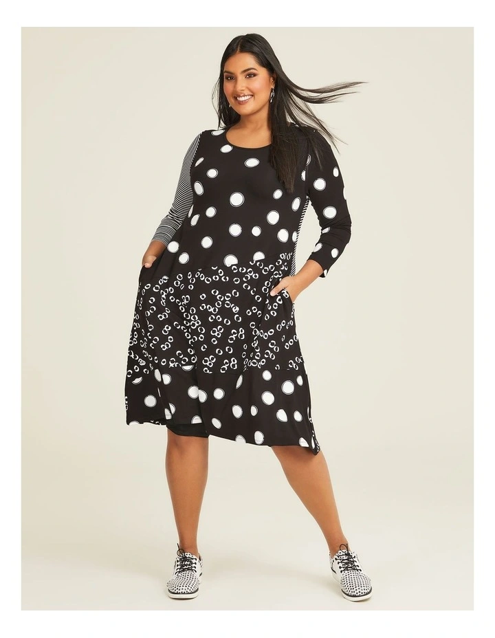 Natural Dotty Stripe Dress in Print image 1
