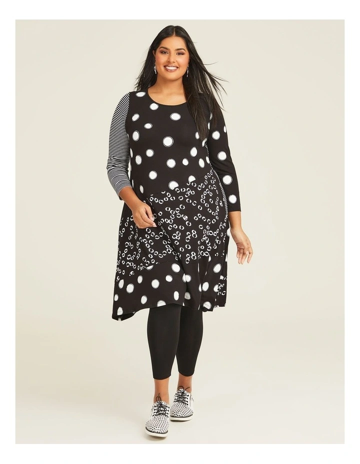Natural Dotty Stripe Dress in Print image 3