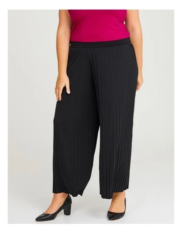 Pleated Wide Leg Evening Pant in Black