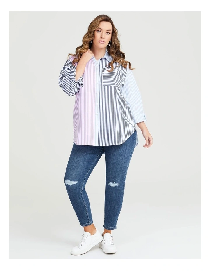 Spliced Stripe Shirt Stripe image 5