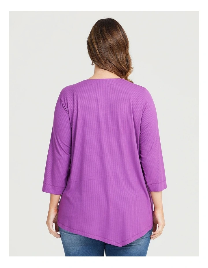 Angled Spliced Long Sleeve Top in Magenta Haze image 2