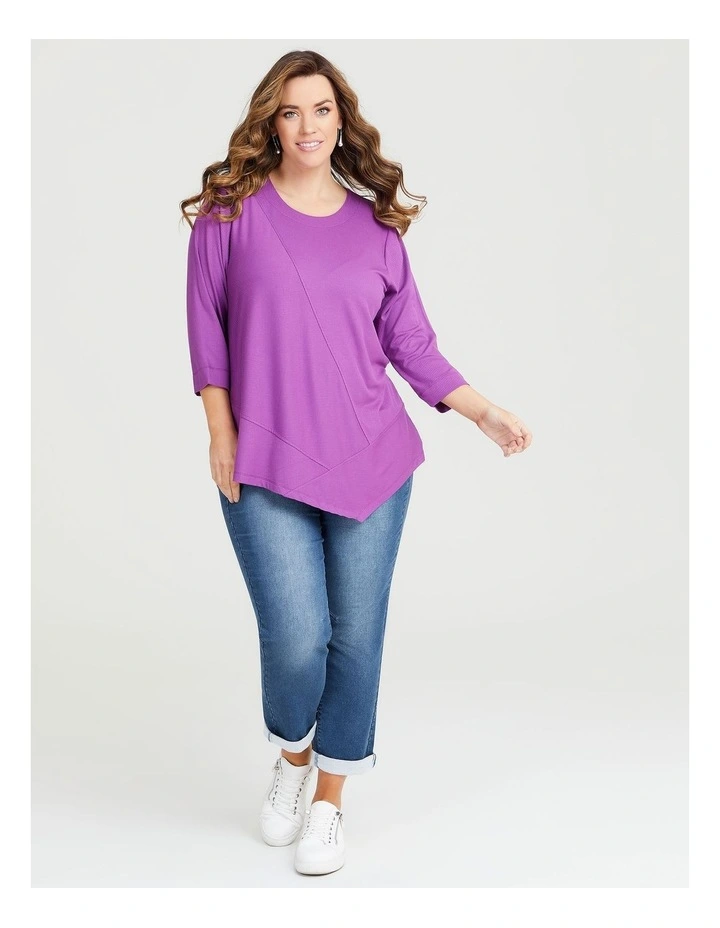 Angled Spliced Long Sleeve Top in Magenta Haze image 4