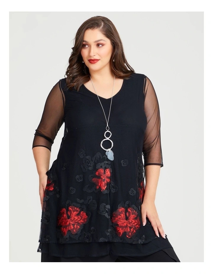 Blaze Embroidered Tunic in Black image 1