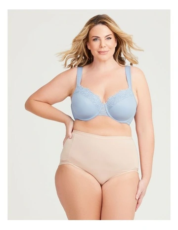 Lace Trim Underwire Bra in Misty Blue