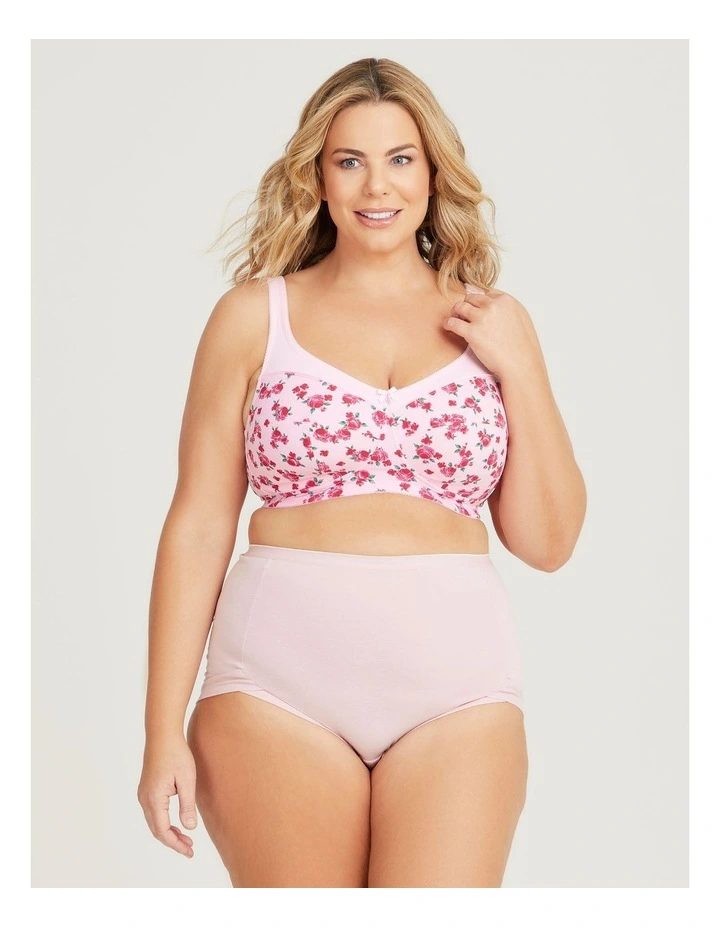 Wirefree Cotton Support Bra in Rose Print image 1