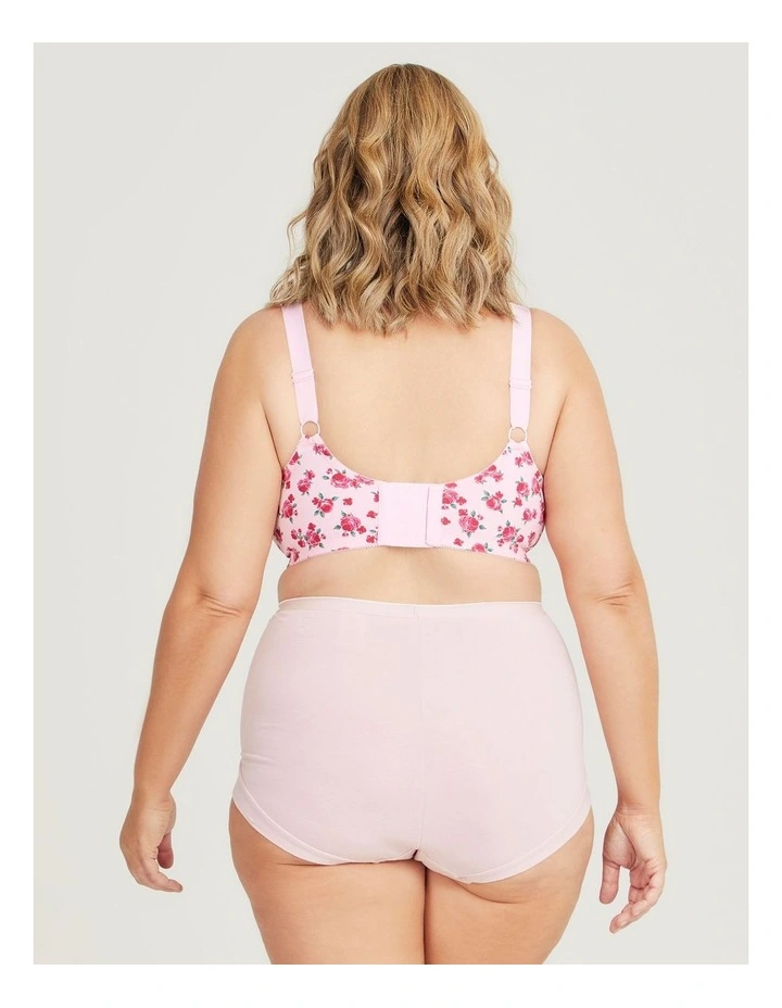 Wirefree Cotton Support Bra in Rose Print image 2