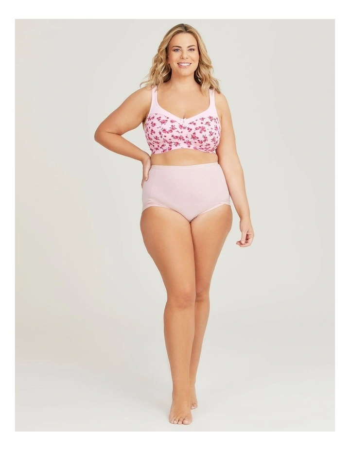 Wirefree Cotton Support Bra in Rose Print image 4