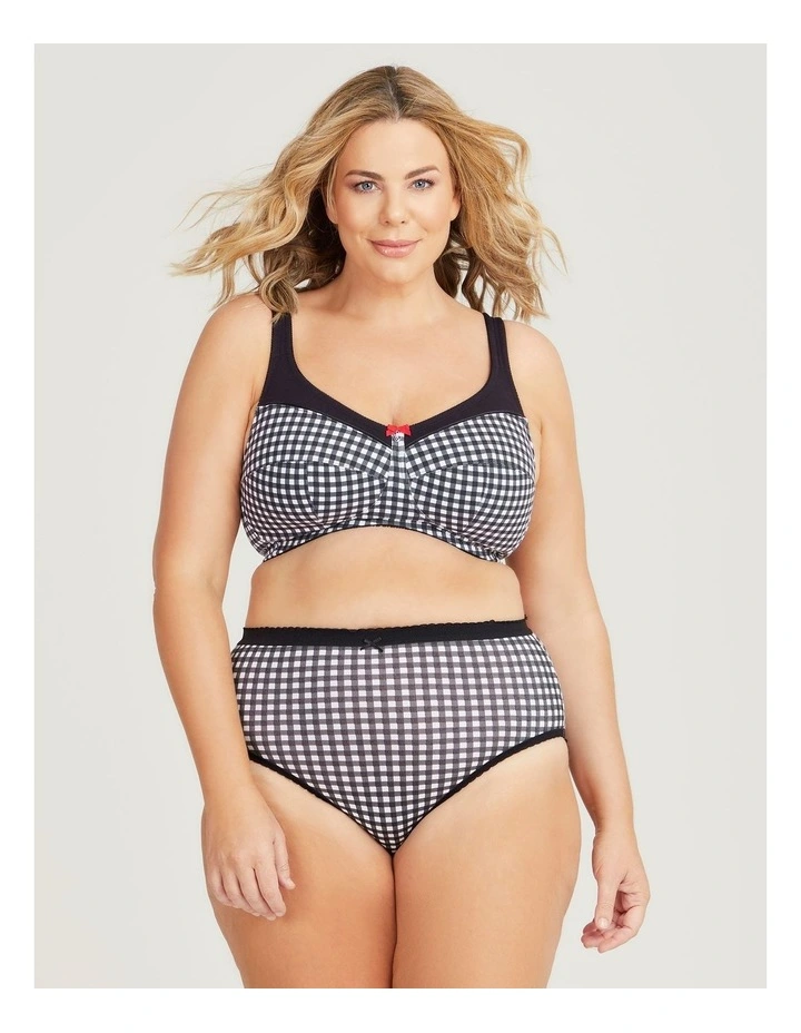 Wirefree Cotton Support Bra in Gingham image 1