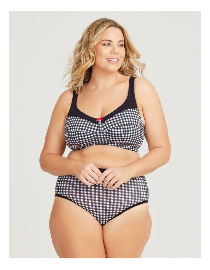 Wirefree Cotton Support Bra in Gingham image 3