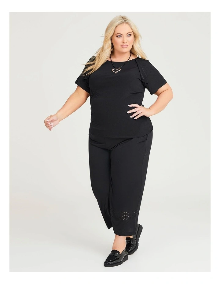Luna Ruffle Sleeve Top in Black image 4