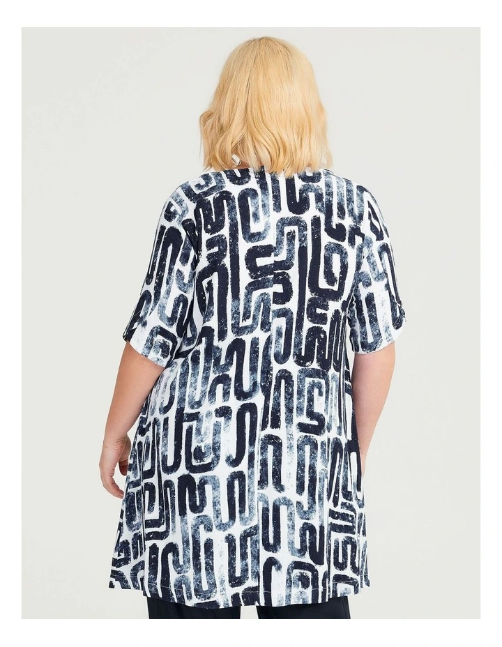 Giselle Natural Tunic in Dark Indigo/White image 2