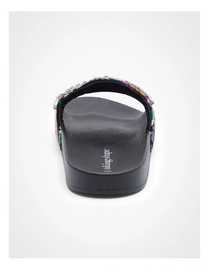 Embroidered Beaded Slide in Black image 5
