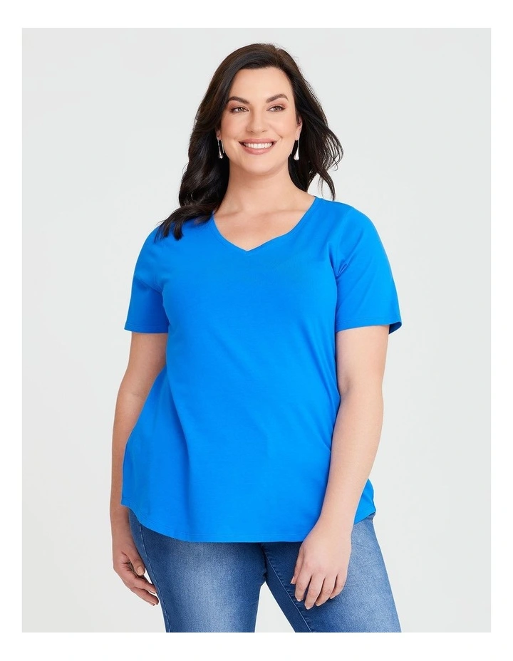 Taking Shape Australian Cotton V-Neck Tee in Princess Blue | MYER