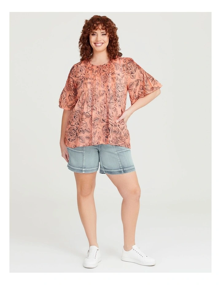Cotton Tie Denim Shorts in Pale Blue image 3