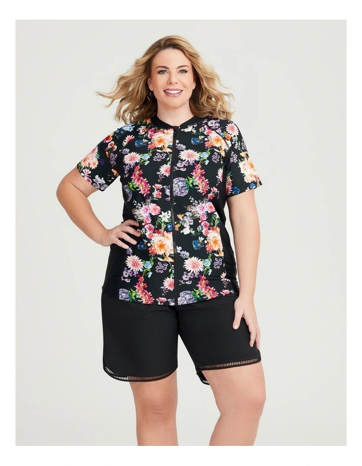 Dark Floral Rash Vest in Print image 1