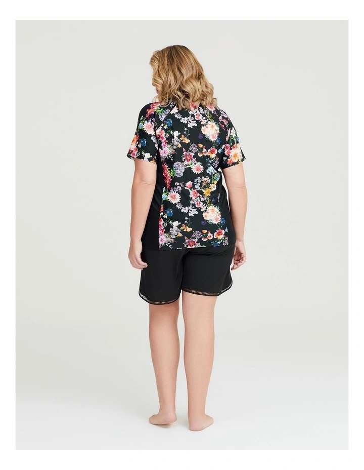 Dark Floral Rash Vest in Print image 2