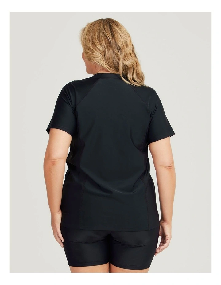Taking Shape Palm Zip Through Rash Vest in Black | MYER