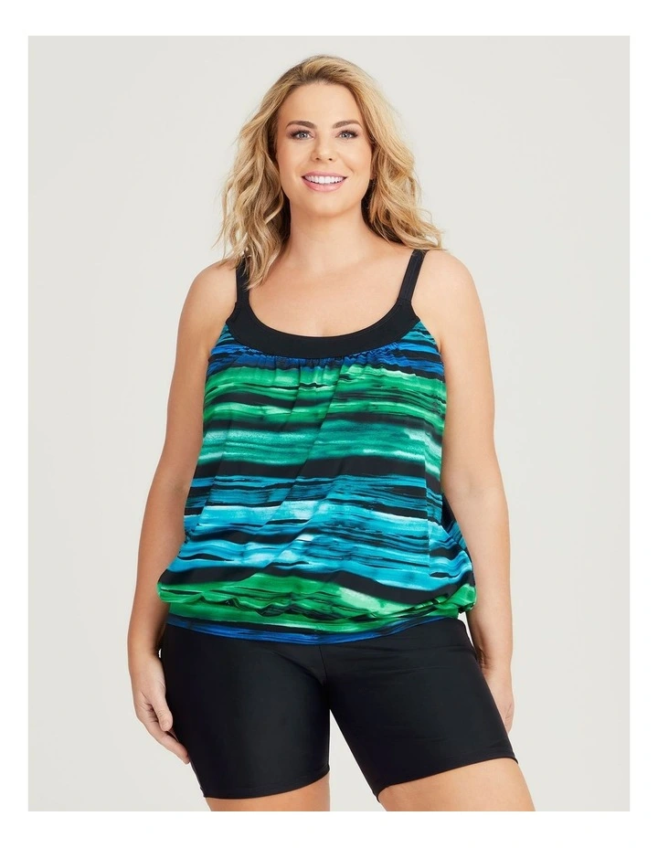 Stripe Blouson Tankini in Print image 1