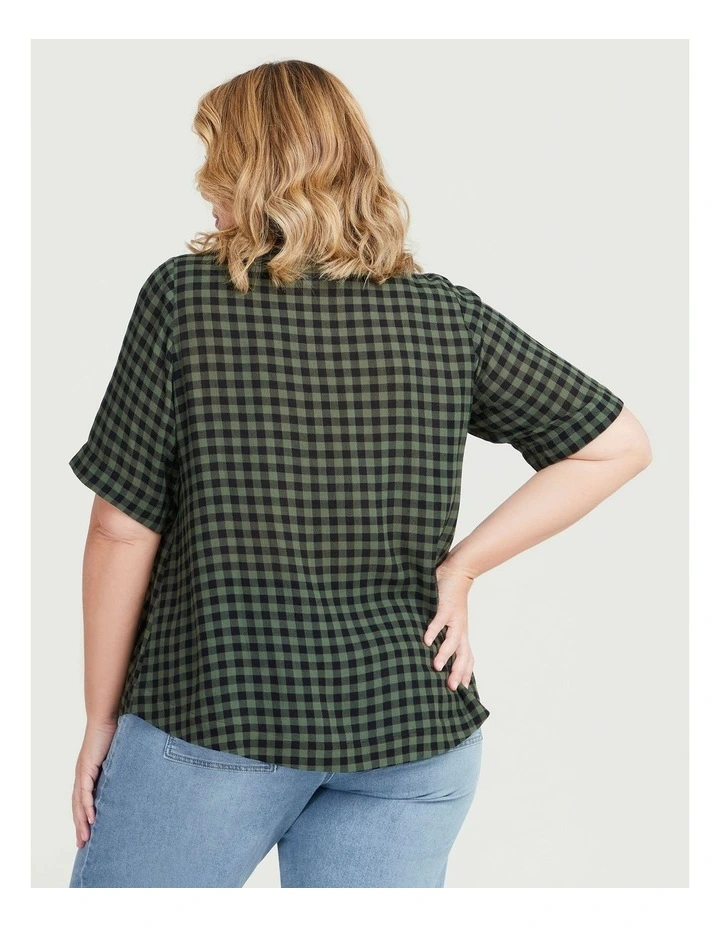 Natural Gingham Top in Khaki/Black image 2