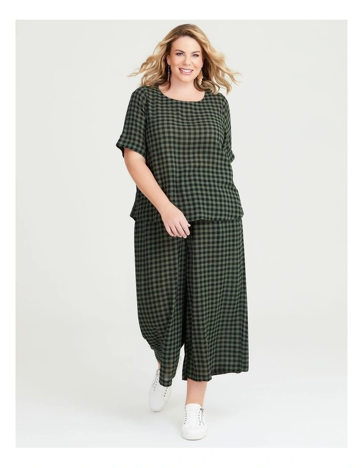 Natural Gingham Top in Khaki/Black image 5