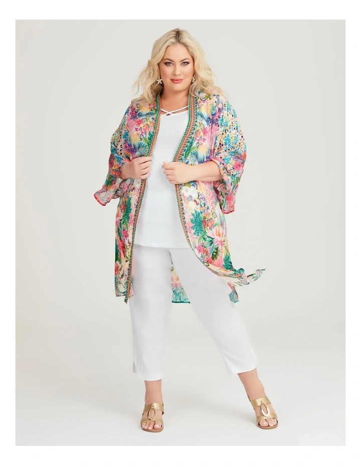 Tropical Sunset Kimono Swimwear in Print image 1