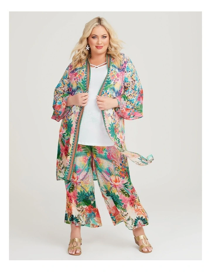 Tropical Sunset Kimono Swimwear in Print image 4