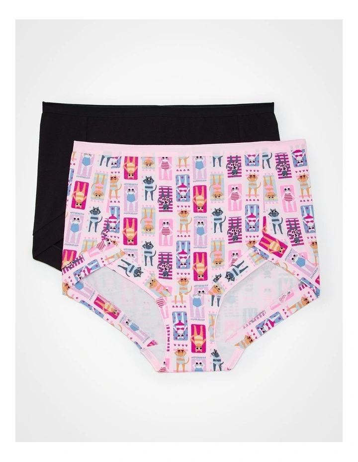 Eco Cotton Briefs 2 Pack in Cat Print image 1