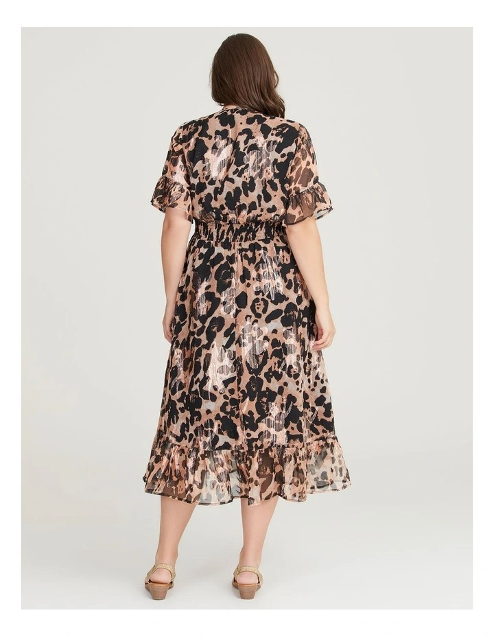 Lurex Leopard Midi Dress in Print image 2