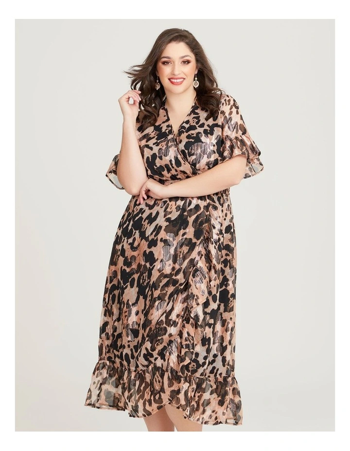 Lurex Leopard Midi Dress in Print image 3
