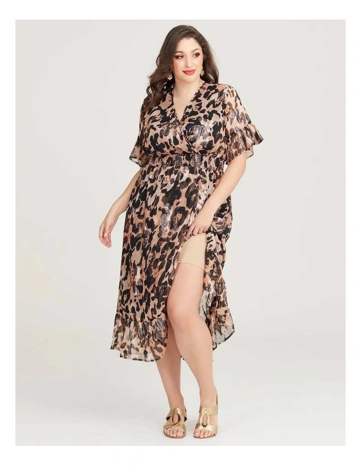 Lurex Leopard Midi Dress in Print image 5