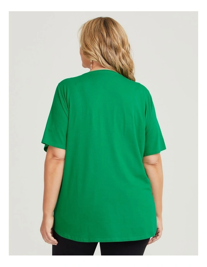 Australian Cotton V-Neck Tee in Botanical Green image 2